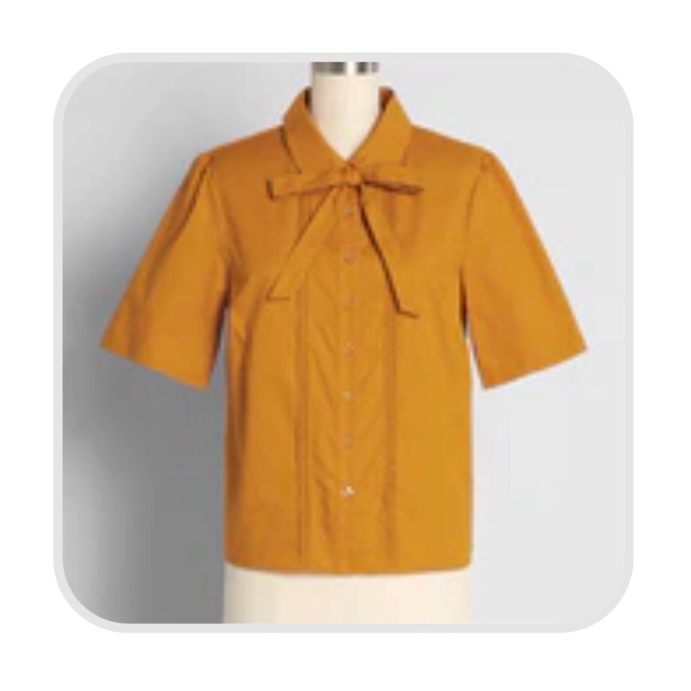 NWT ModCloth Mustard Yellow Bow Tie Shirt